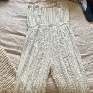 SPLENDID Linen Jumpsuit - offwhite with subtle blush pink stipes